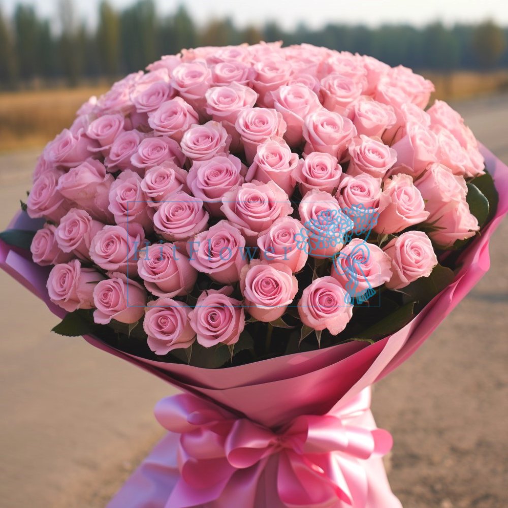 Букет 101 розовая роза Букет роз 101 розовая роза